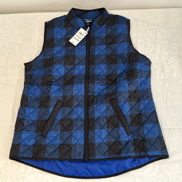 Karen Scott Buffalo-Check Puffer Vest. Size M - Picture 5 of 12